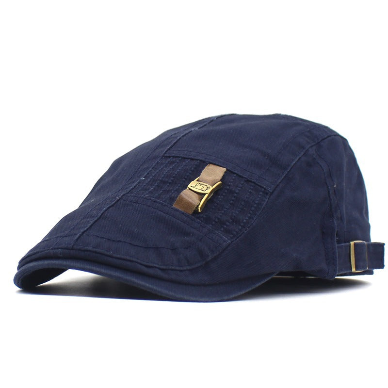 Leather Strap Jeans Button Men And Women Retro Peaked Cap