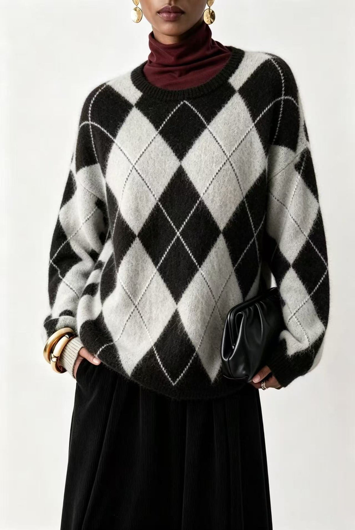 Women's Loose-fitting Mink Fur Crew-neck Sweater