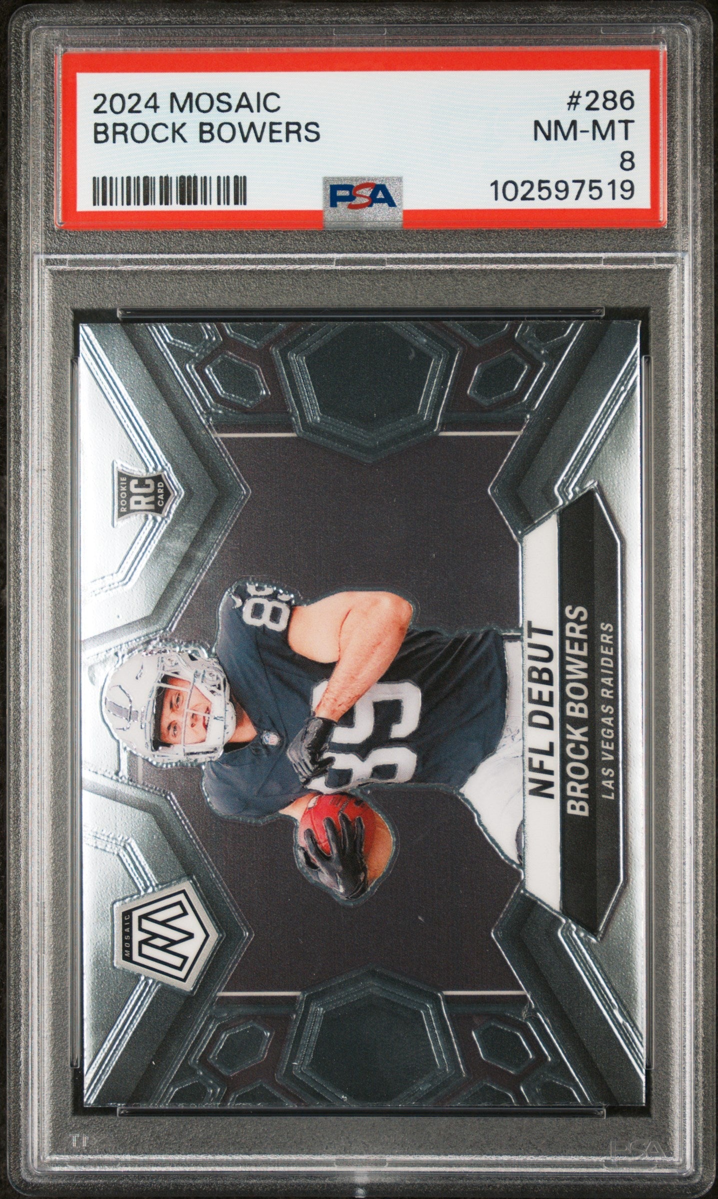 Graded 2024 Panini Mosaic Brock Bowers #286 Rookie RC Football Card PSA 8 Near Mint