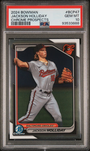 Graded 2024 Topps Bowman Jackson Holliday #BCP47 Chrome Prospects Rookie RC Baseball Card PSA 10 Gem Mint