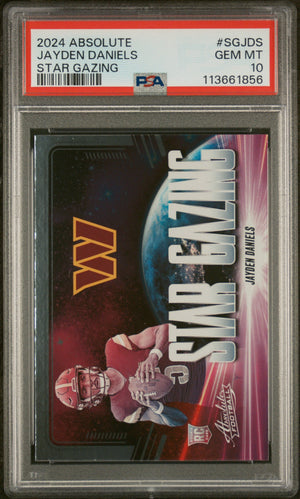 Graded 2024 Panini Absolute Jayden Daniels #SGJDS Star Gazing Rookie RC Football Card PSA 10 Gem Mint