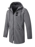 Mid-length Men's Hooded Casual Workwear Shell Jacket Windproof Jacket