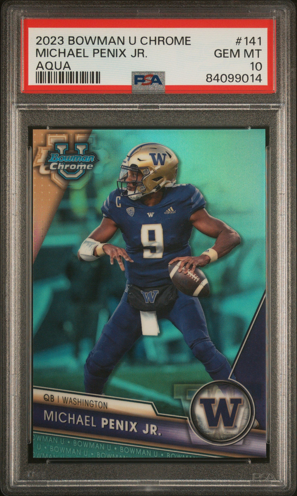 Graded 2023 Topps Bowman U Chrome Michael Penix Jr. #141 Aqua #/299 Rookie RC Football Card PSA 10 Gem Mint