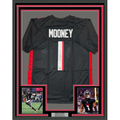 Framed Autographed/Signed Darnell Mooney 35x39 Atlanta Black Football Jersey Beckett BAS COA