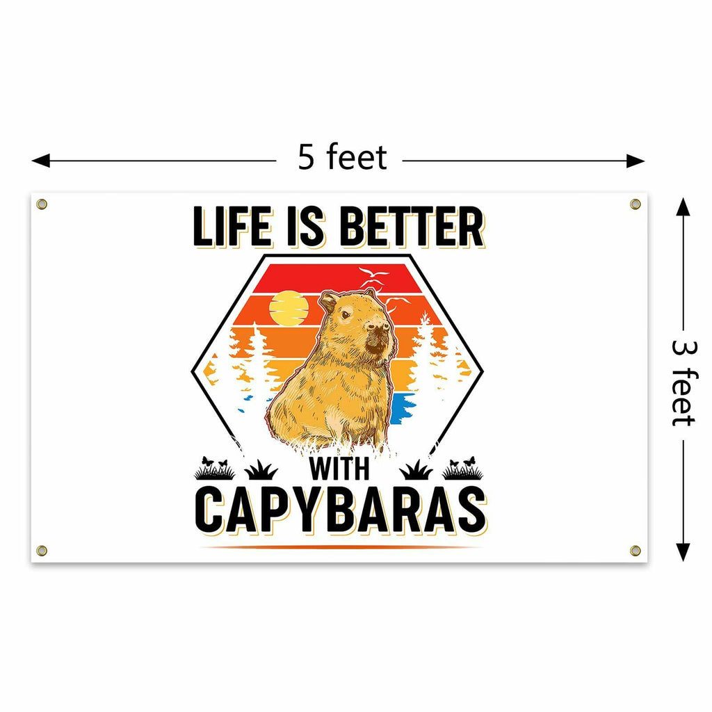 NUCTKP Capybara Life Is Better Wall Tapestry, 5 x 3 ft