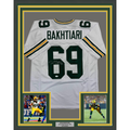 Framed Autographed/Signed David Bakhtiari 35x39 Green Bay White Football Jersey JSA COA