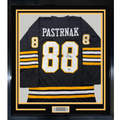 Framed Autographed/Signed David Pastrnak 35x39 Boston Black Hockey Jersey PSA/DNA COA