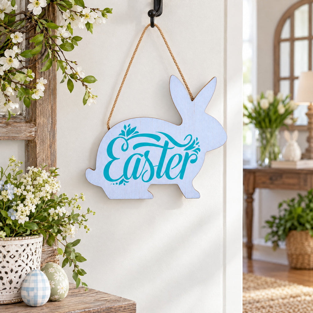 Easter Bunny Wooden Wall Sign 9.3 Inches