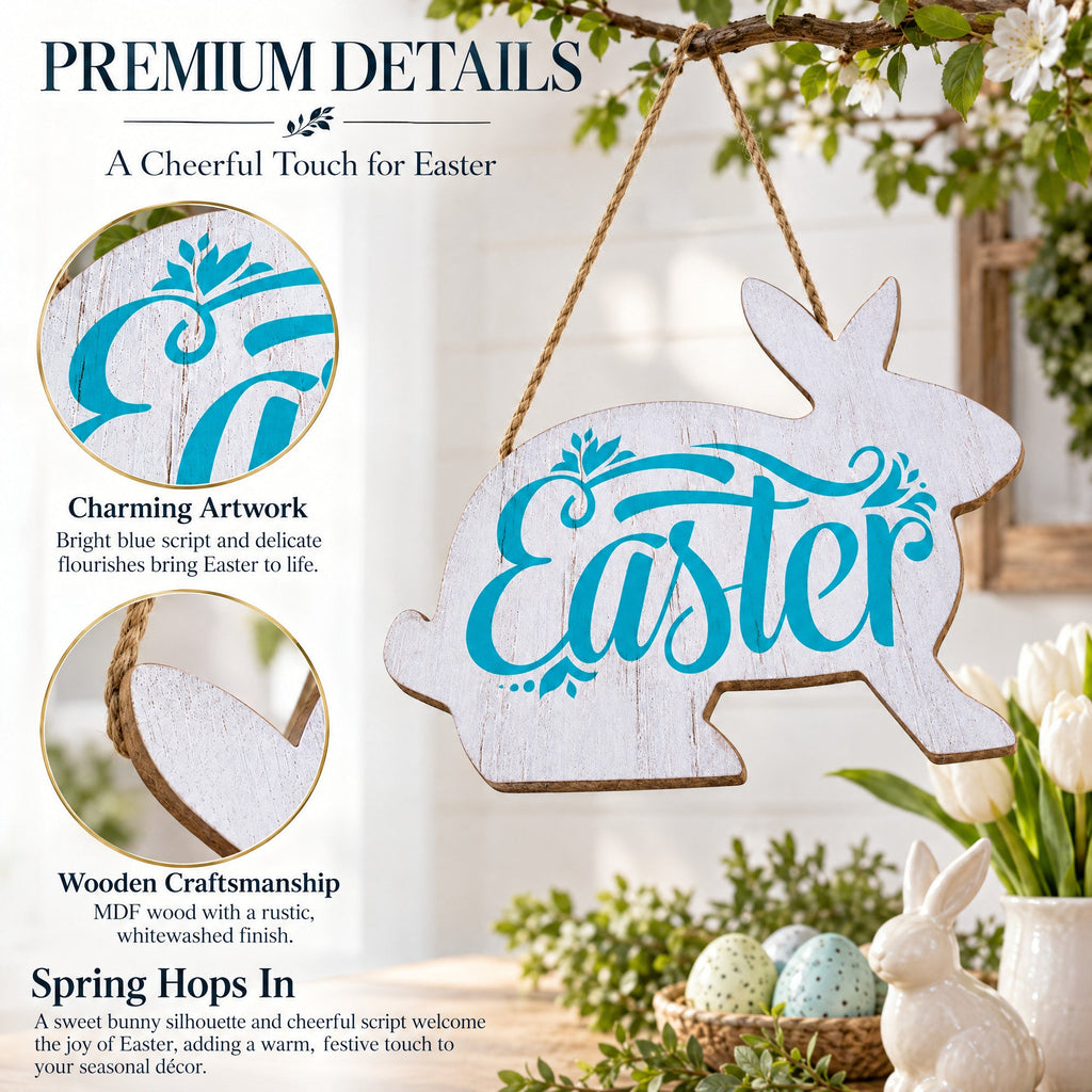Easter Bunny Wooden Wall Sign 9.3 Inches