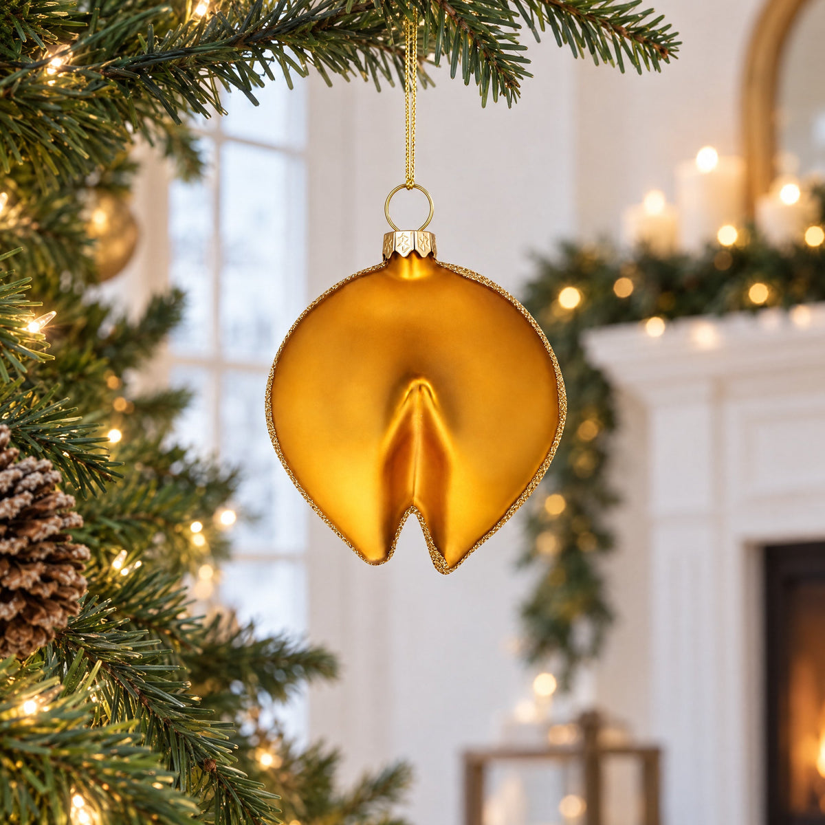 Fortune Cookie Glass Christmas Ornament