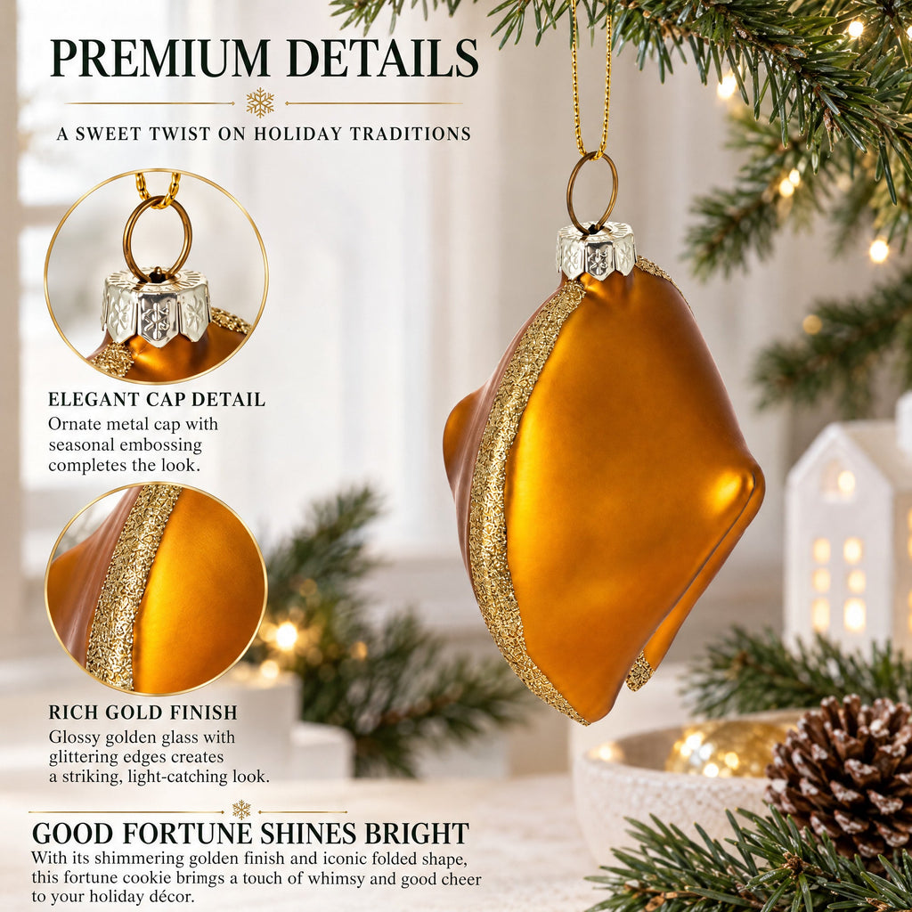 Fortune Cookie Glass Christmas Ornament