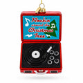 Retro Record Vinyl Player Glass Christmas Ornament