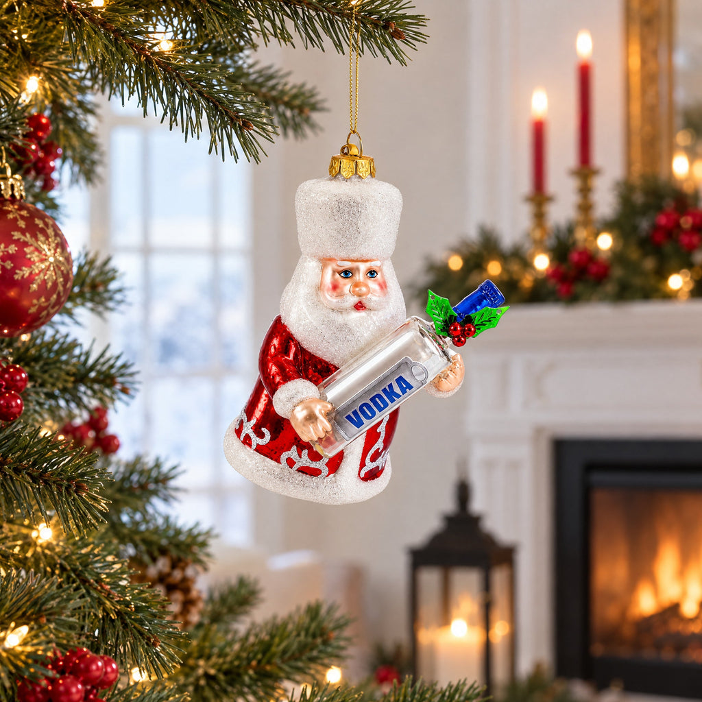 Santa with Vodka Glass Christmas Ornament