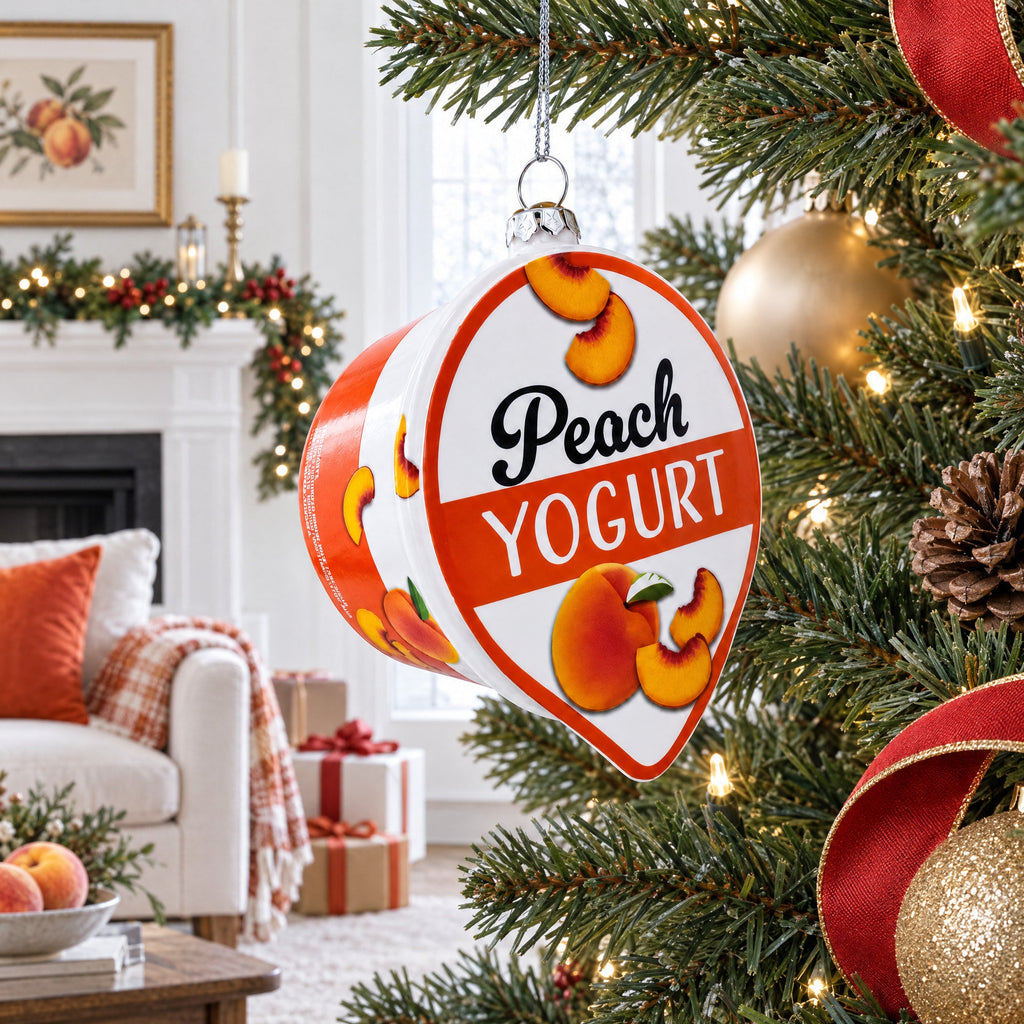 Peach Yogurt Glass Christmas Ornament
