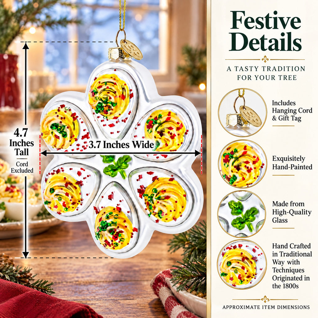 Deviled Egg Platter Glass Christmas Ornament