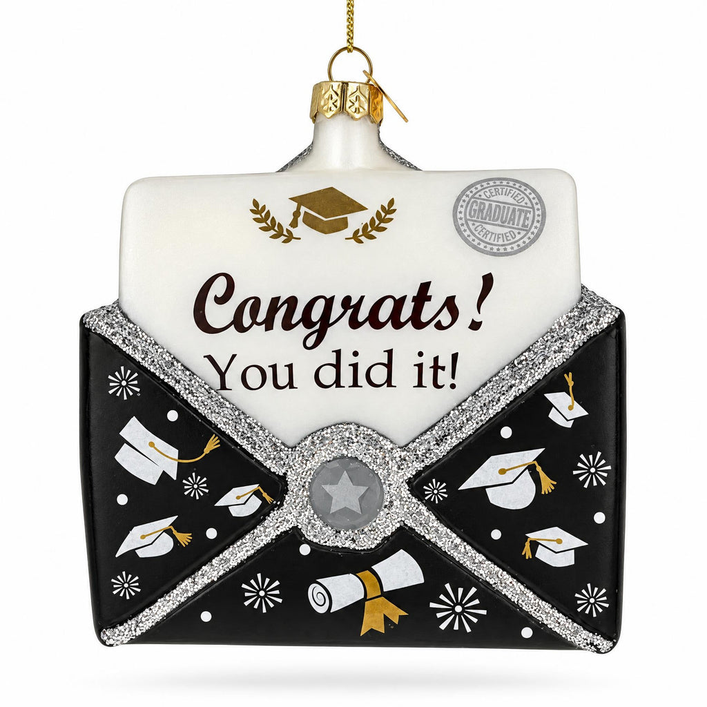 Graduation Congratulations Graduate Mail Letter Glass Christmas Ornament