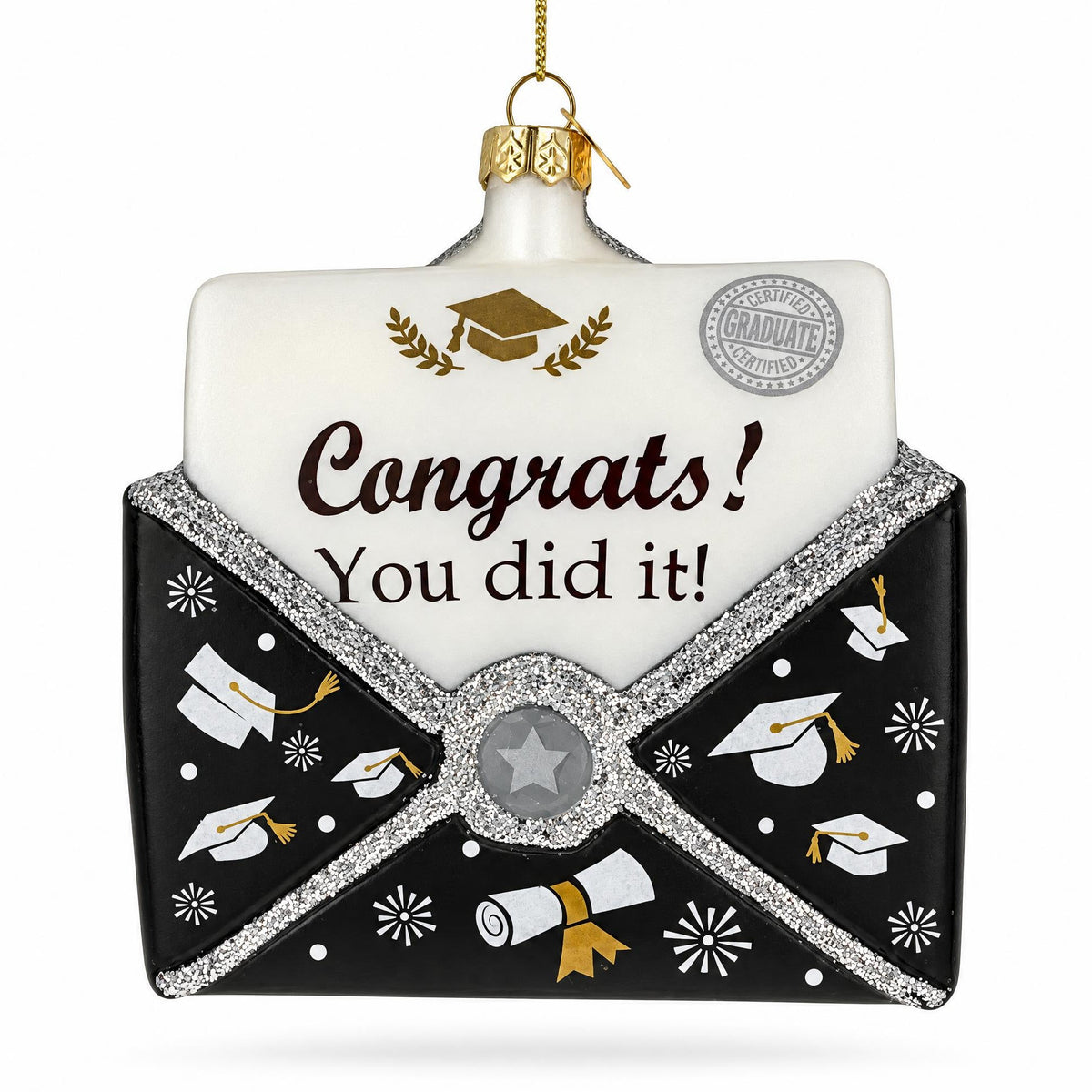 Graduation Congratulations Graduate Mail Letter Glass Christmas Ornament