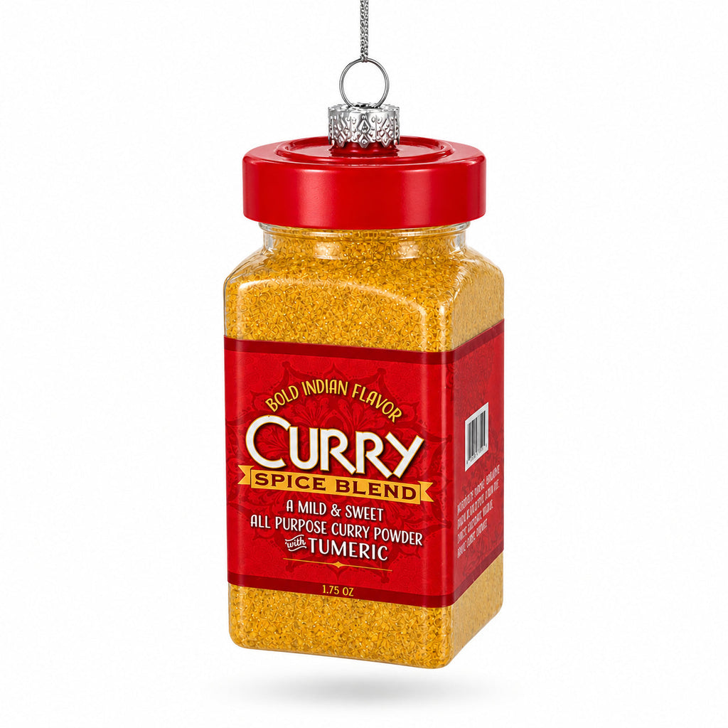 Curry Powder Spice Jar Glass Christmas Ornament