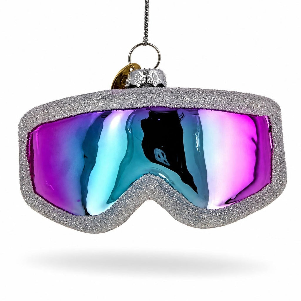 Iridescent Lens Snowboard Ski Goggles Glass Christmas Ornament