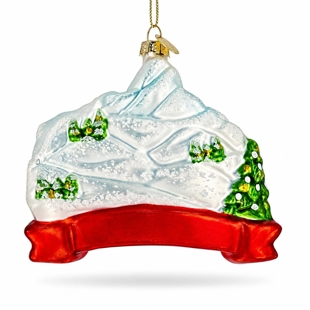 Switzerland Mountain Cable Car And Train Glass Christmas Ornament