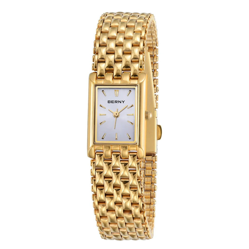 Ultra-thin Gold Quartz Watch Rectangular Stainless Steel Band Waterproof Couple Watch