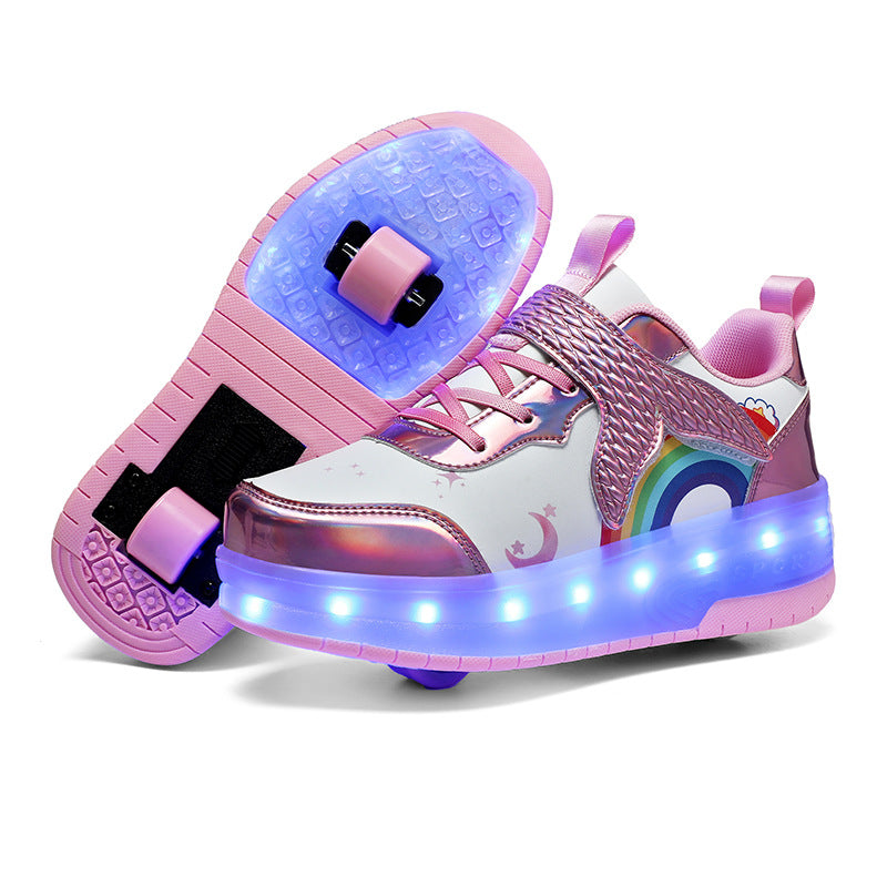 Children's Rechargeable Two-wheel LED Light-up Shoes