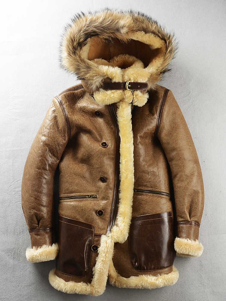 Multi-pocket Thick Long-haired Fur Leather Coat
