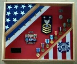 Coast Guard Flag Display, Plexiglass front Cover Black Wood