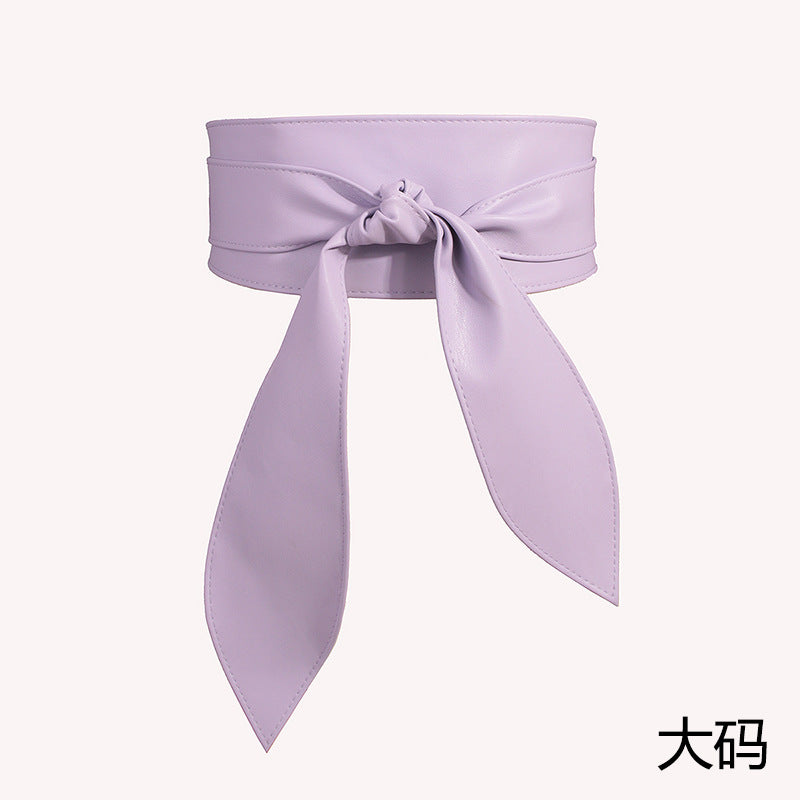 Amazon Cross-border Women's Wide Waist Cover Soft All-match Elegant Bow Ribbon Super Long In Stock Tie Belt