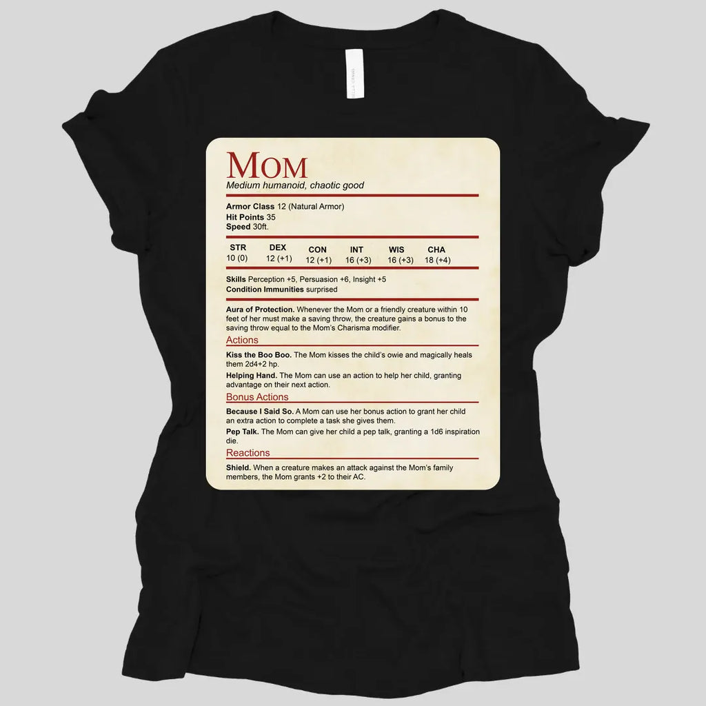 DnD Mom Stat Block Women's T-Shirt