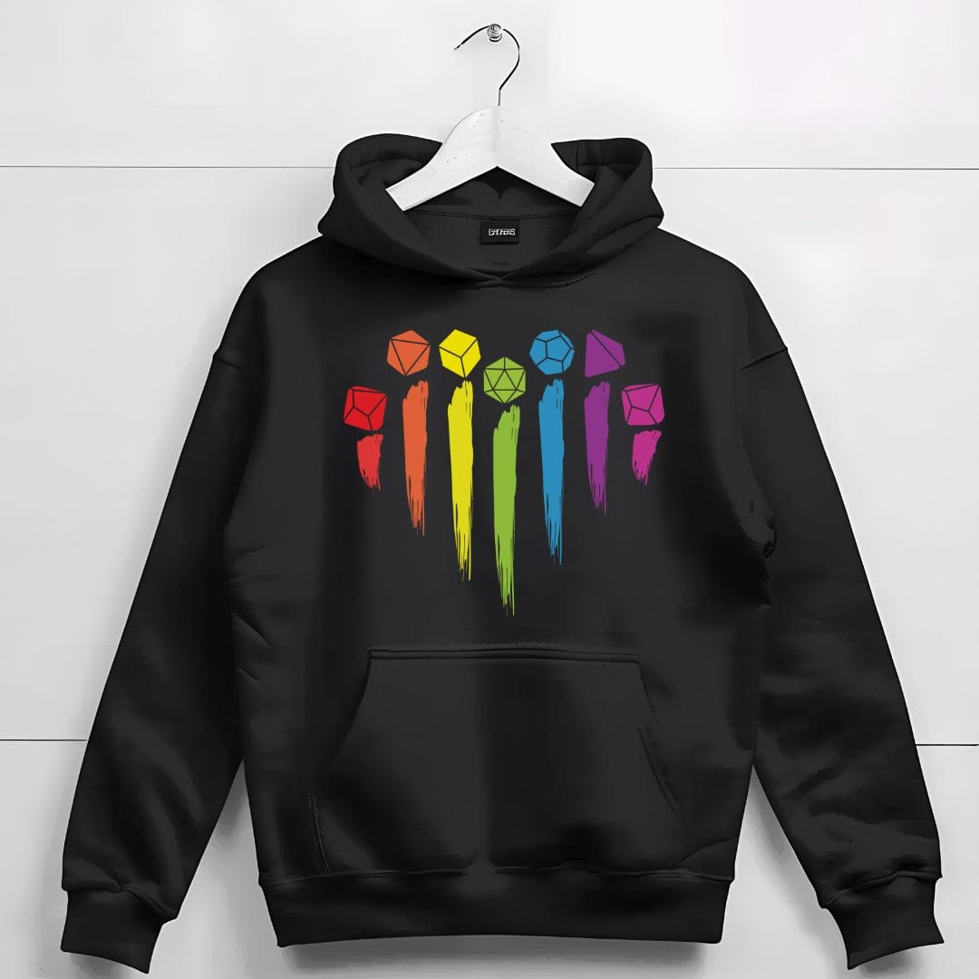 D&D Pride Hoodie with Dice Rainbow