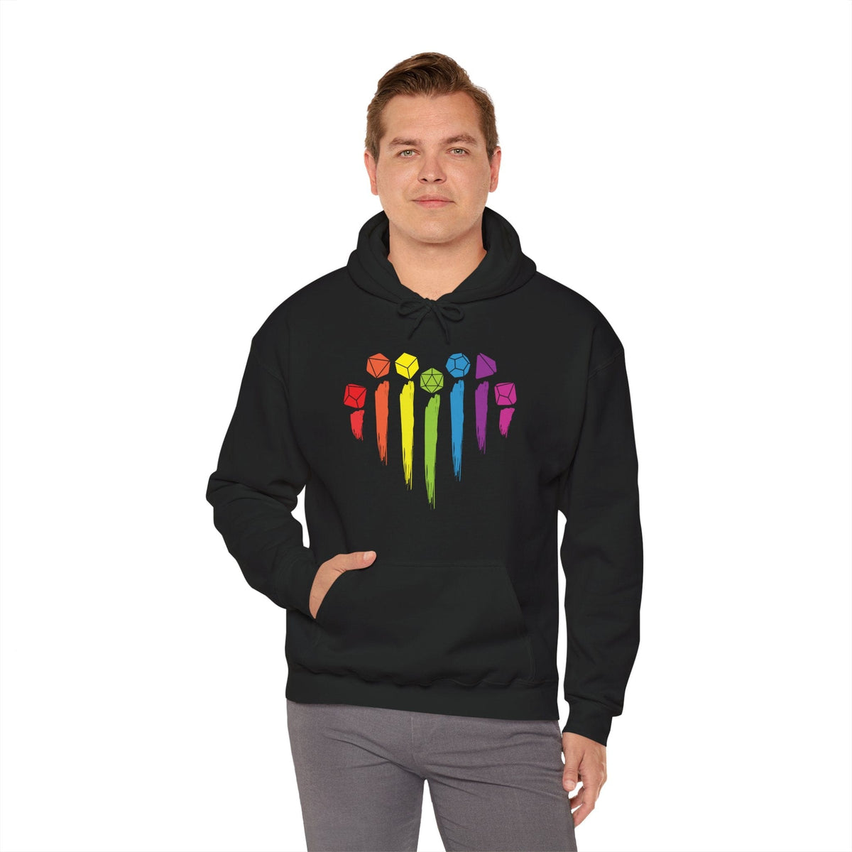 D&D Pride Hoodie with Dice Rainbow