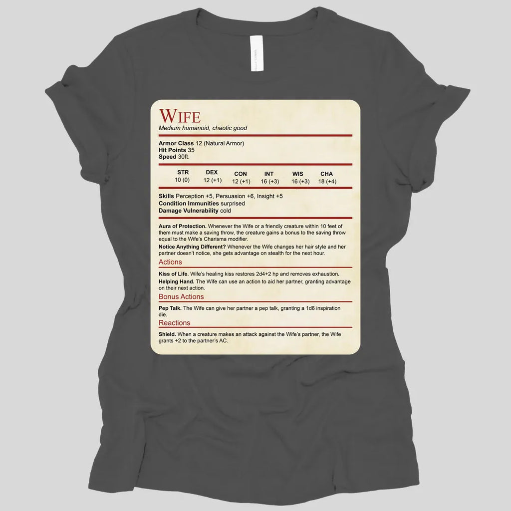 DnD Wife Stat Block Women's T-Shirt
