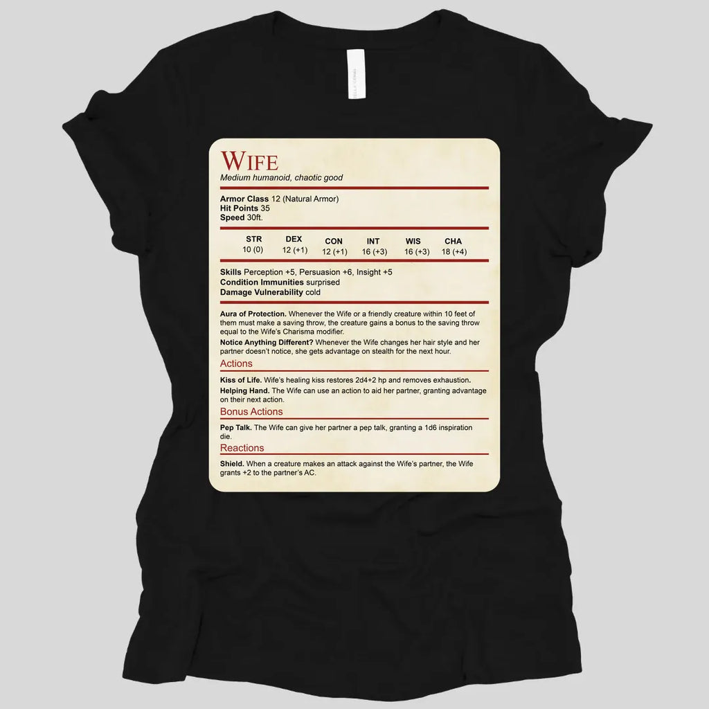 DnD Wife Stat Block Women's T-Shirt