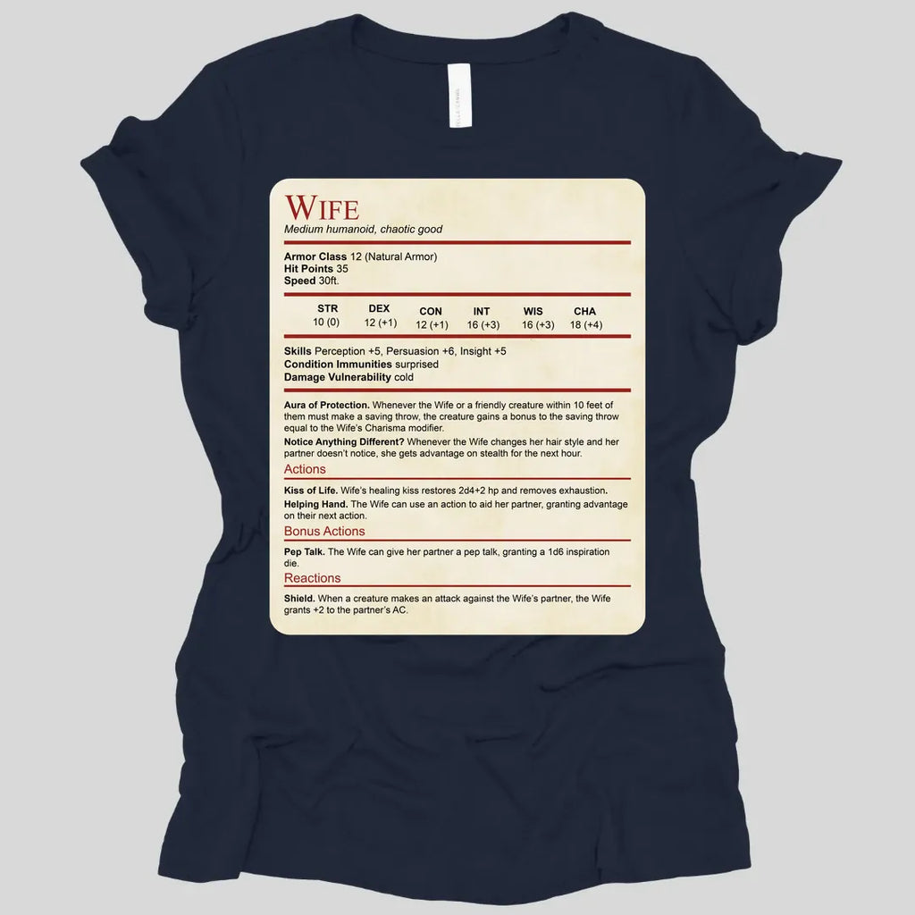 DnD Wife Stat Block Women's T-Shirt