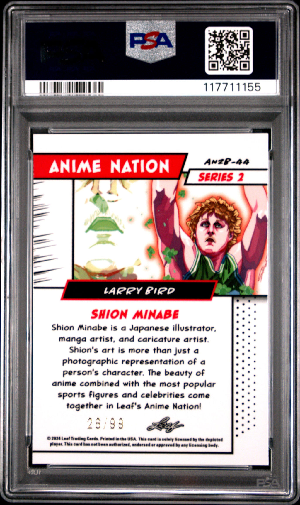 Graded 2024 Leaf Larry Bird #AN2B44 Anime Nation Series 2 /99 Basketball Card PSA 10 Gem Mint