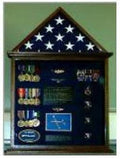 Flag and Medal Display cases, Flag and Badge display cases - walnut