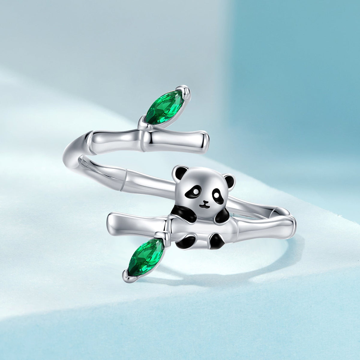 925 Sterling Silver Enamel White Gold Pave Set CZ Ring