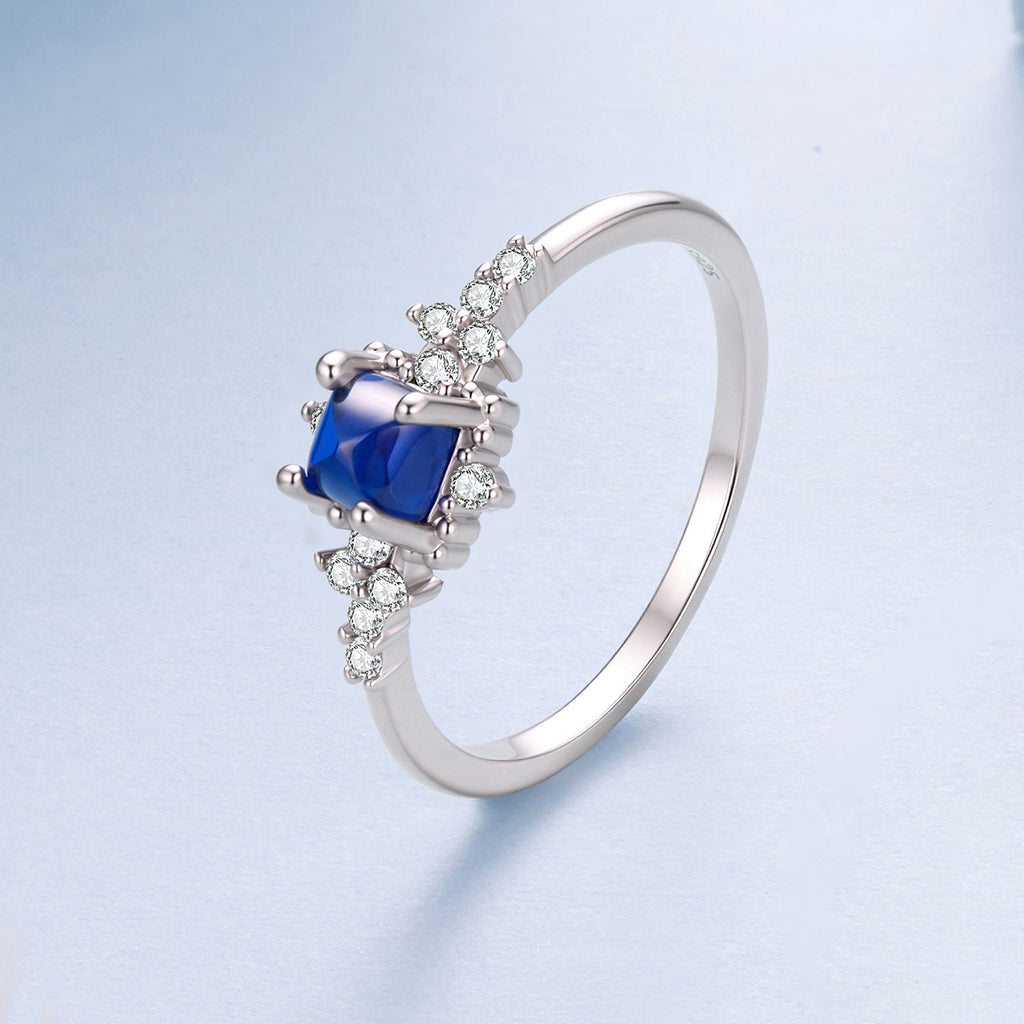 925 Sterling Silver White Gold Plated Size 6 Synthetic Spinel CZ Ring for Women