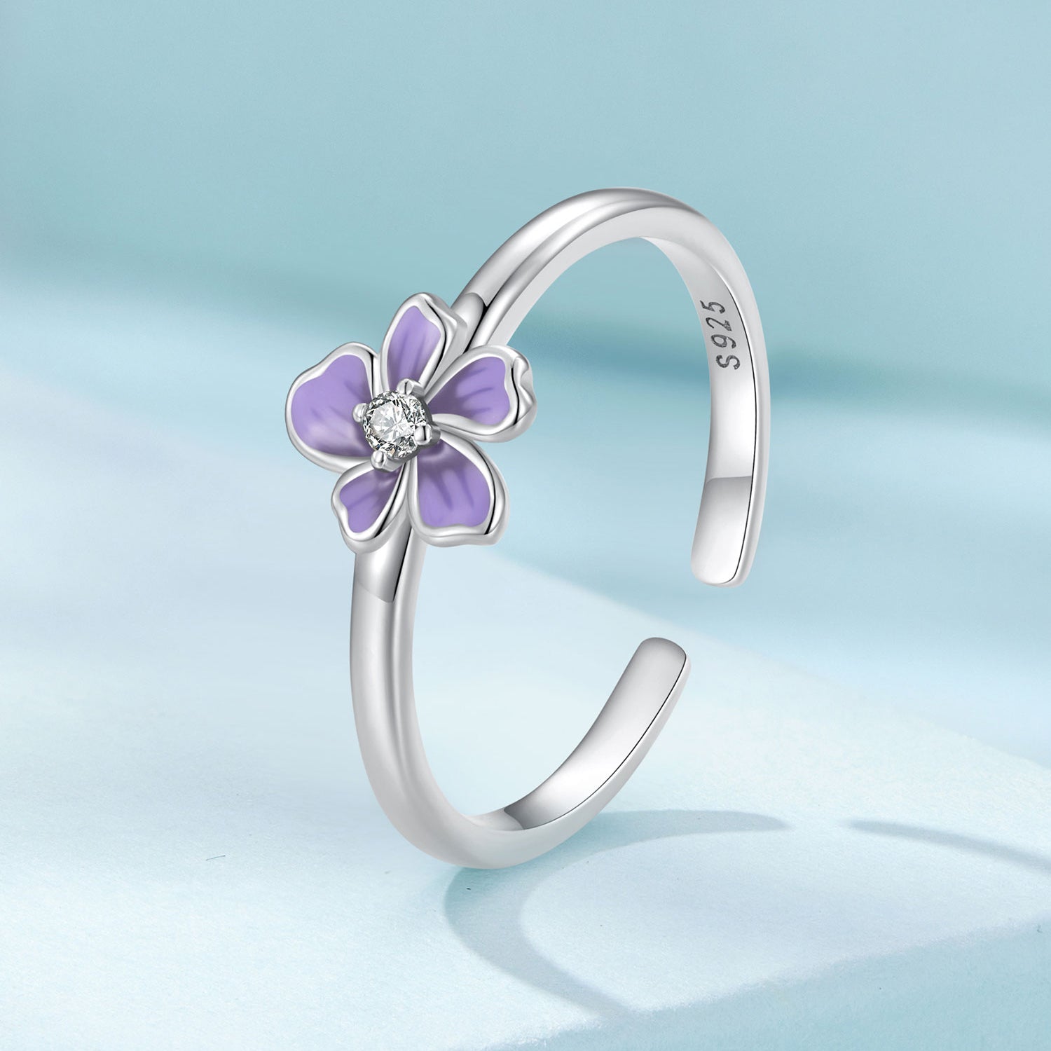 S925 Sterling Silver Enamel Plated Platinum Ring