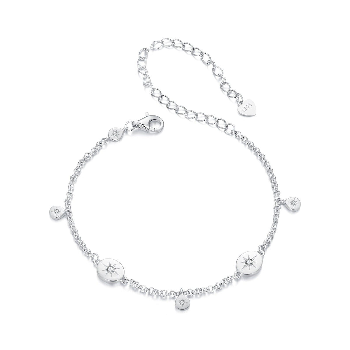 925 Sterling Silver & Plated White Gold CZ Bracelet