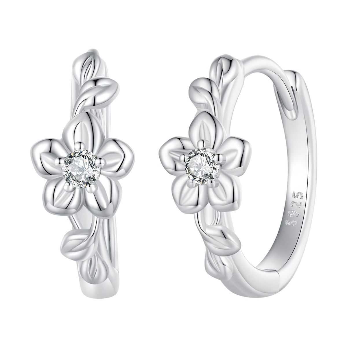 925 Sterling Silver Earrings with Zircon and Platinum Plating