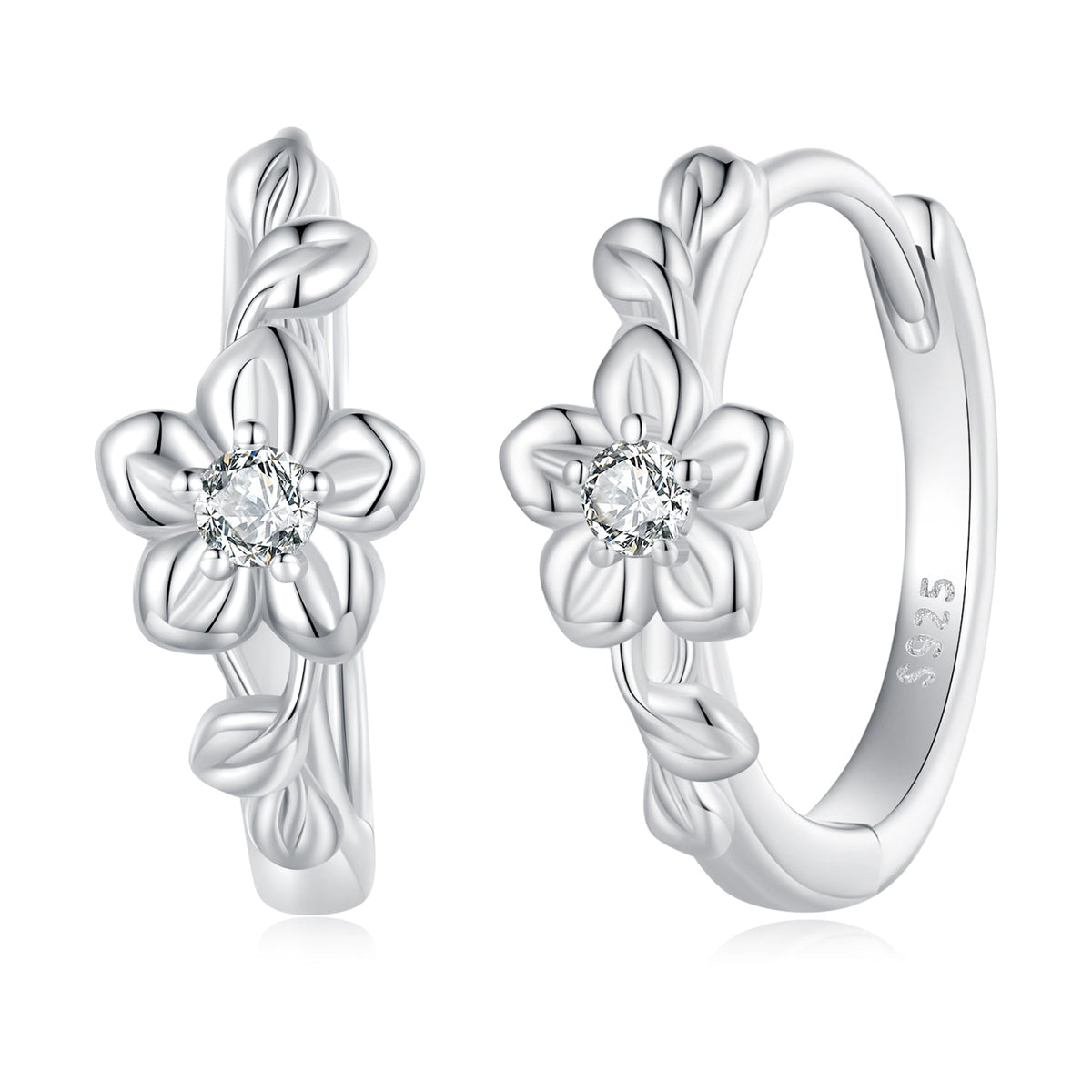 925 Sterling Silver Earrings with Zircon and Platinum Plating