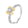 925 Sterling Silver White Gold Plated Nacre Synthetic Pearl CZ Size 6 Ring for Women