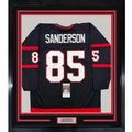 Framed Autographed/Signed Jake Sanderson 35x39 Ottawa Black Hockey Jersey JSA COA