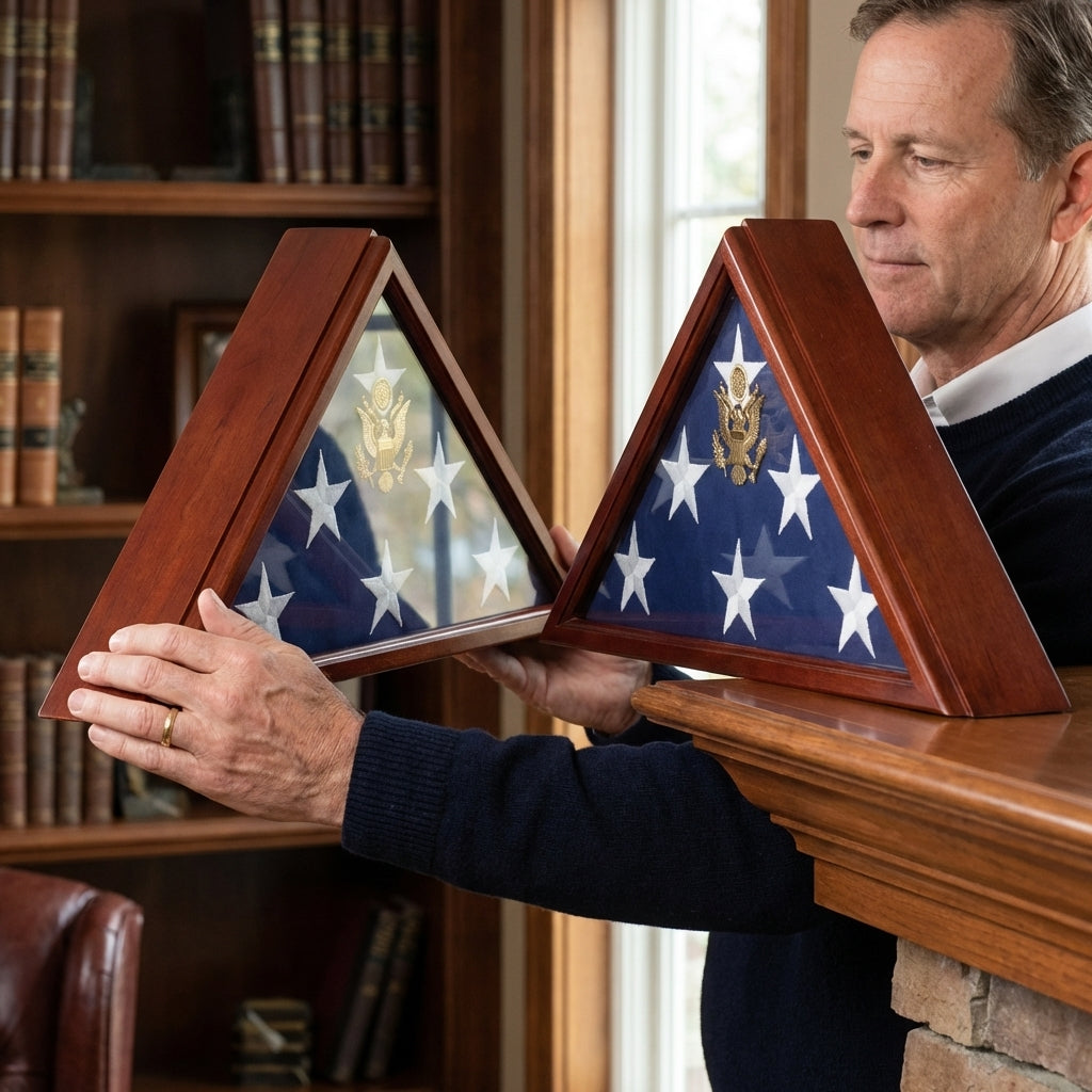 American Burial Flag Box, Large Coffin Flag Display Case - 3ft x 5ft American Flag.