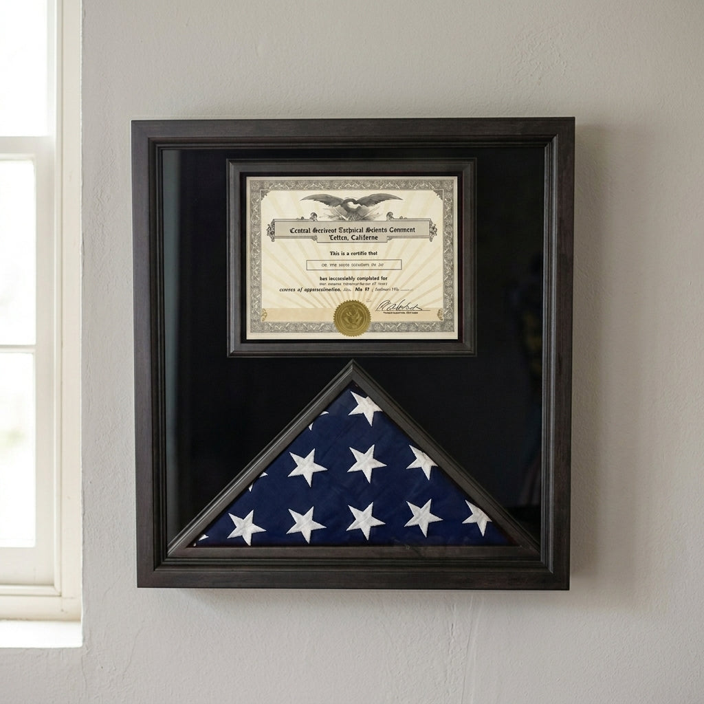 Flag and Certificate Case Black Frame, flag certificate holder