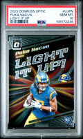 Graded 2023 Panini Donruss Optic Puka Nacua #LUPN Light It Up Rookie RC Football Card PSA 10 Gem Mint