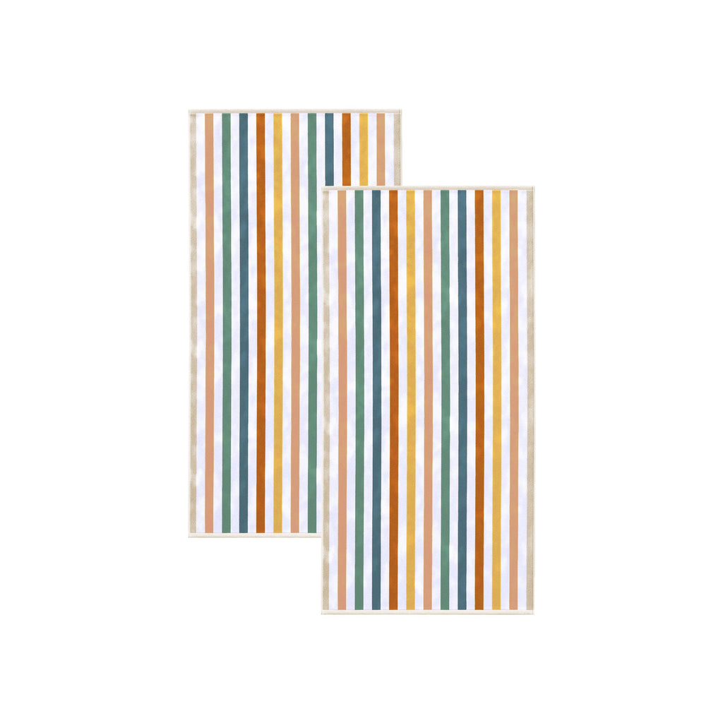 Oversized Striped Border Cabana Beach Towels - Santa Cruz