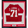 Framed Autographed/Signed Dylan Larkin 35x39 Detroit Red Hockey Jersey Beckett BAS COA